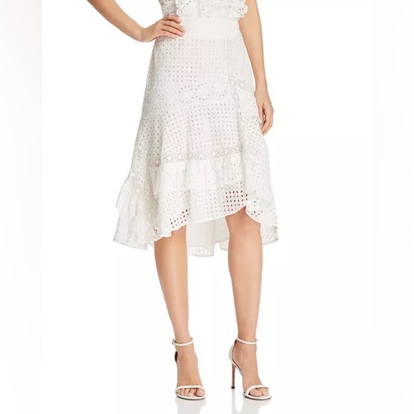 NWT Joie Eyelet High-Low Skirt size 8 porcelain
